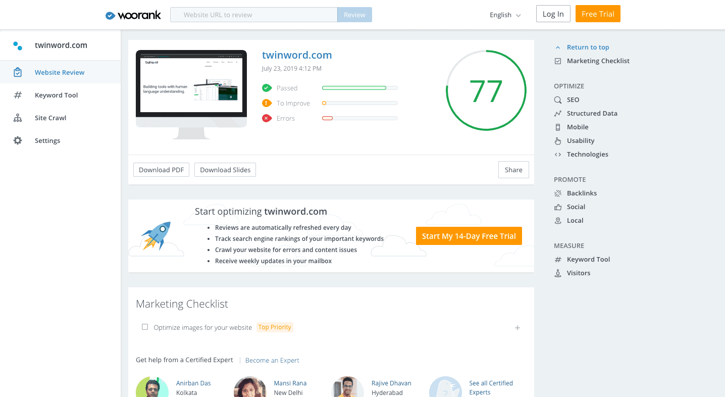 Tài Khoản Woorank Premium